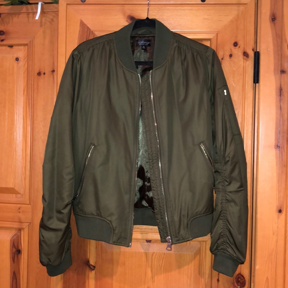 Army green bomber jacket